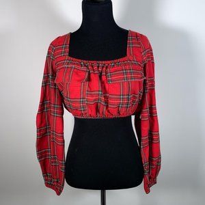 Nasty Gal Red Plaid Top